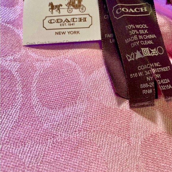 Coach 97580 Women's Logo Signature Spring Stole Scarf Wrap Lightweight Silk Wool - Picture 3 of 7